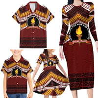 Personalised Tonga Beulah College Family Matching Long Sleeve Bodycon Dress and Hawaiian Shirt Polynesian Ngatu Tribal LT9 - Polynesian Pride