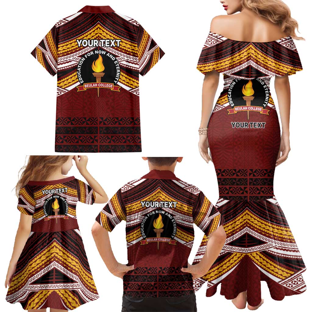Personalised Tonga Beulah College Family Matching Mermaid Dress and Hawaiian Shirt Polynesian Ngatu Tribal LT9 - Polynesian Pride