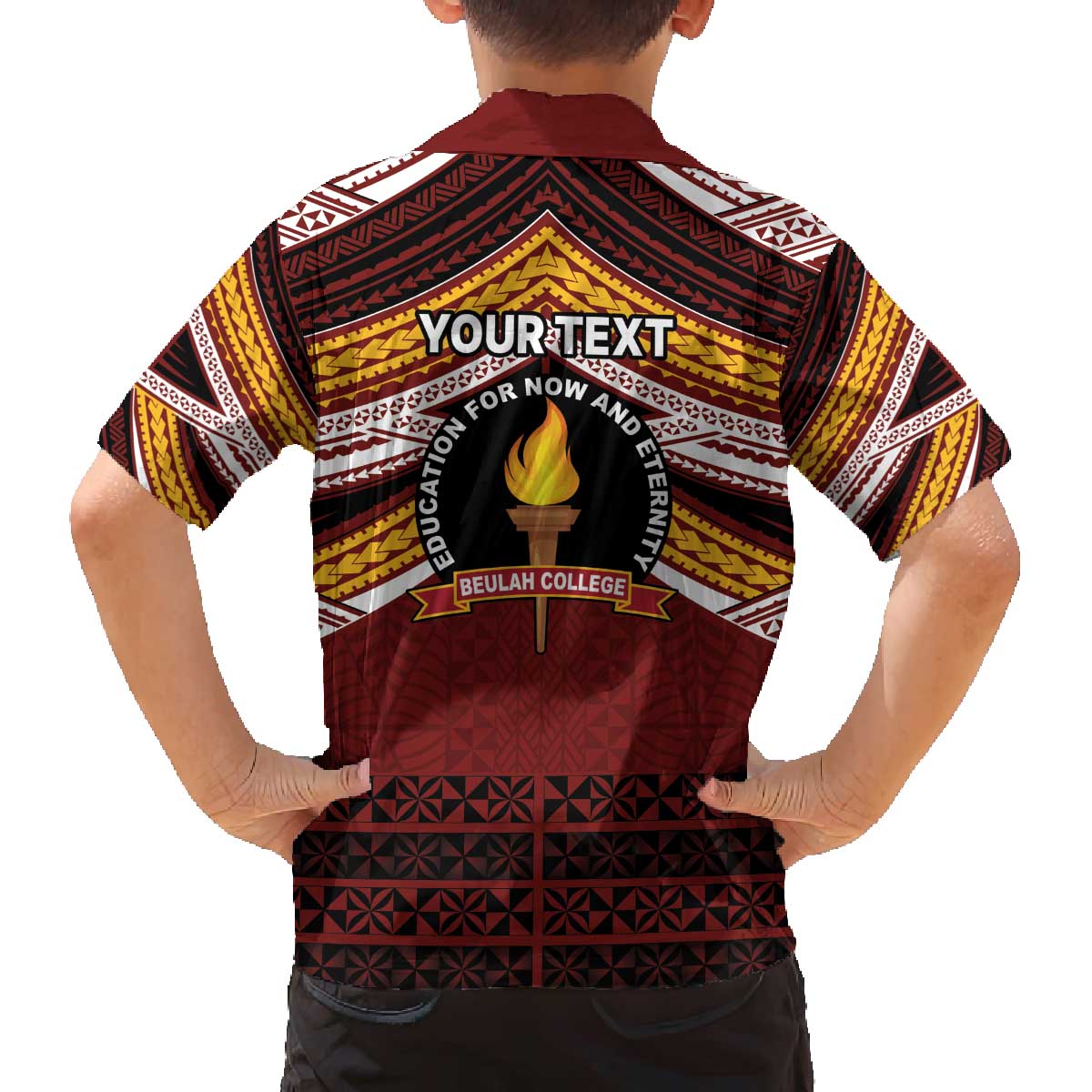 Personalised Tonga Beulah College Family Matching Off The Shoulder Long Sleeve Dress and Hawaiian Shirt Polynesian Ngatu Tribal LT9 - Polynesian Pride