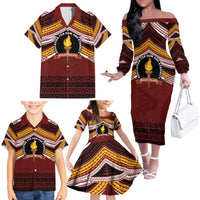 Personalised Tonga Beulah College Family Matching Off The Shoulder Long Sleeve Dress and Hawaiian Shirt Polynesian Ngatu Tribal LT9 - Polynesian Pride