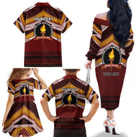 Personalised Tonga Beulah College Family Matching Off The Shoulder Long Sleeve Dress and Hawaiian Shirt Polynesian Ngatu Tribal LT9 - Polynesian Pride