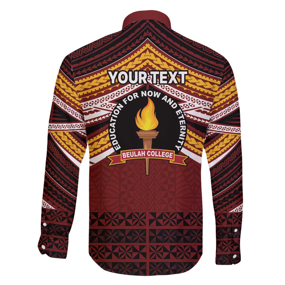 Personalised Tonga Beulah College Family Matching Off The Shoulder Long Sleeve Dress and Hawaiian Shirt Polynesian Ngatu Tribal LT9 - Polynesian Pride