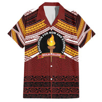 Personalised Tonga Beulah College Family Matching Off Shoulder Short Dress and Hawaiian Shirt Polynesian Ngatu Tribal LT9 Dad's Shirt - Short Sleeve Red - Polynesian Pride