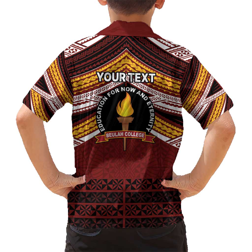 Personalised Tonga Beulah College Family Matching Short Sleeve Bodycon Dress and Hawaiian Shirt Polynesian Ngatu Tribal LT9 - Polynesian Pride