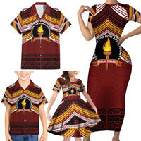 Personalised Tonga Beulah College Family Matching Short Sleeve Bodycon Dress and Hawaiian Shirt Polynesian Ngatu Tribal LT9 - Polynesian Pride