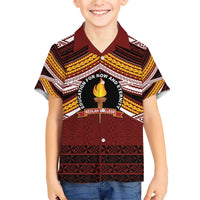 Personalised Tonga Beulah College Family Matching Short Sleeve Bodycon Dress and Hawaiian Shirt Polynesian Ngatu Tribal LT9 Son's Shirt Red - Polynesian Pride