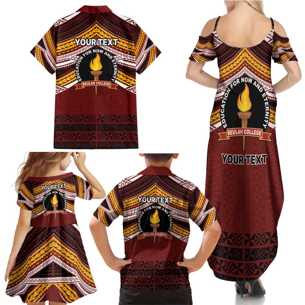 Personalised Tonga Beulah College Family Matching Summer Maxi Dress and Hawaiian Shirt Polynesian Ngatu Tribal LT9 - Polynesian Pride