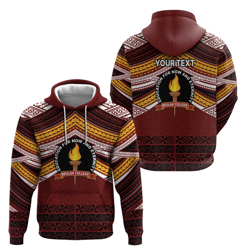 Personalised Tonga Beulah College Hoodie Polynesian Ngatu Tribal
