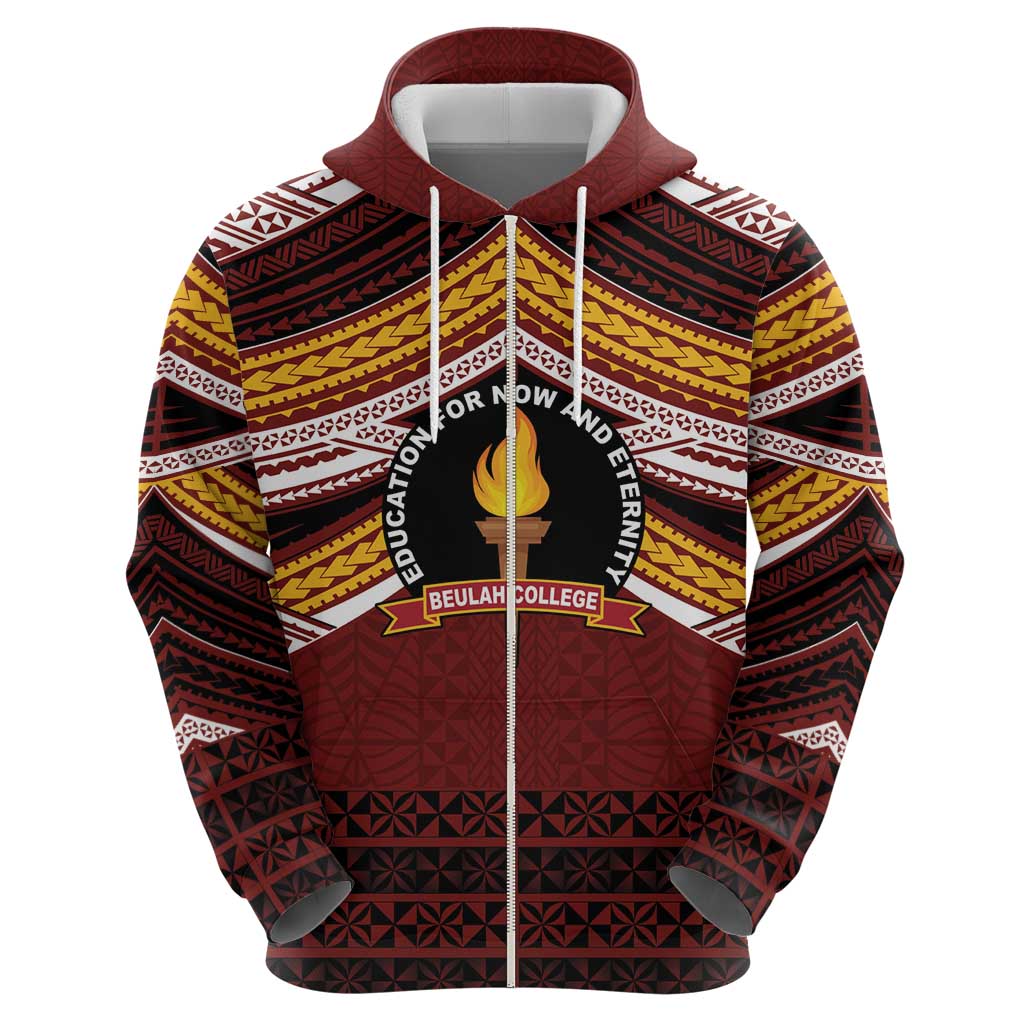 Personalised Tonga Beulah College Hoodie Polynesian Ngatu Tribal