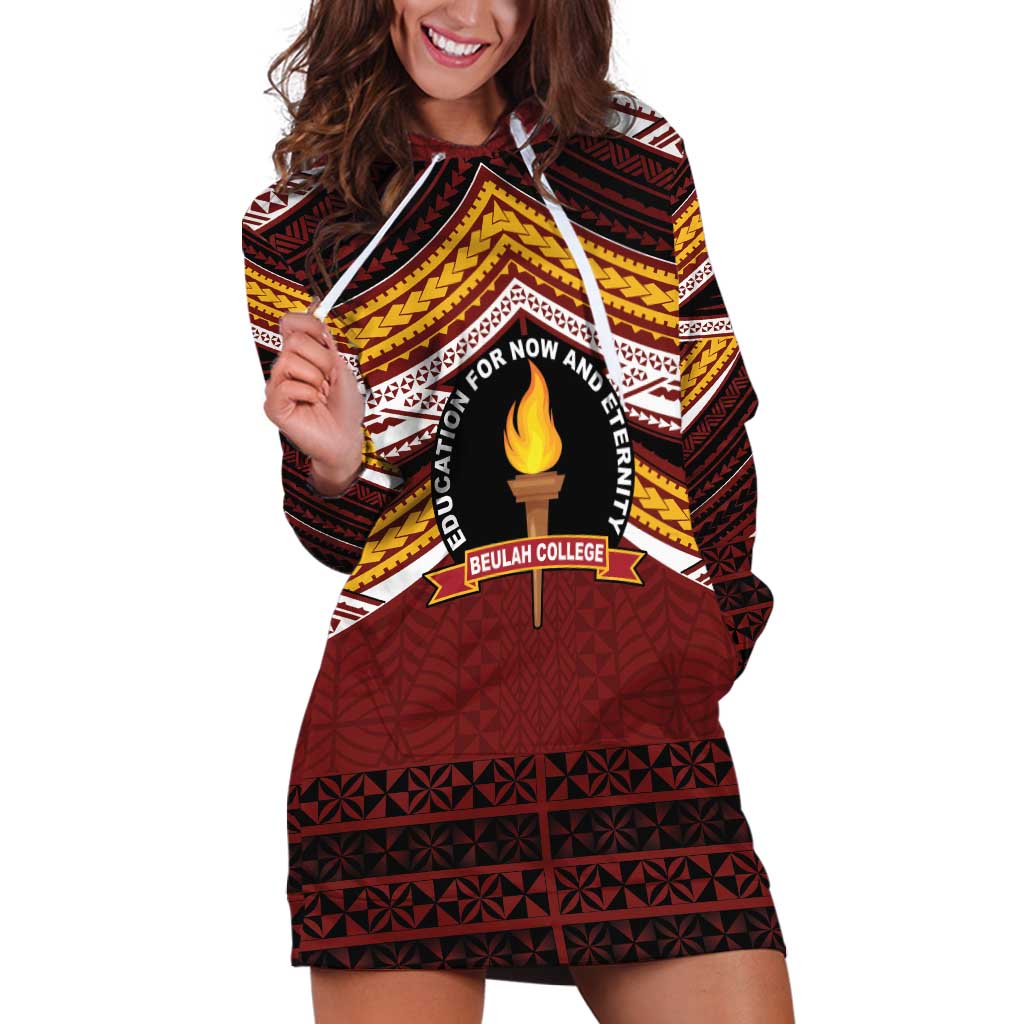 Personalised Tonga Beulah College Hoodie Dress Polynesian Ngatu Tribal