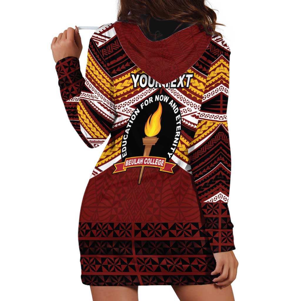 Personalised Tonga Beulah College Hoodie Dress Polynesian Ngatu Tribal