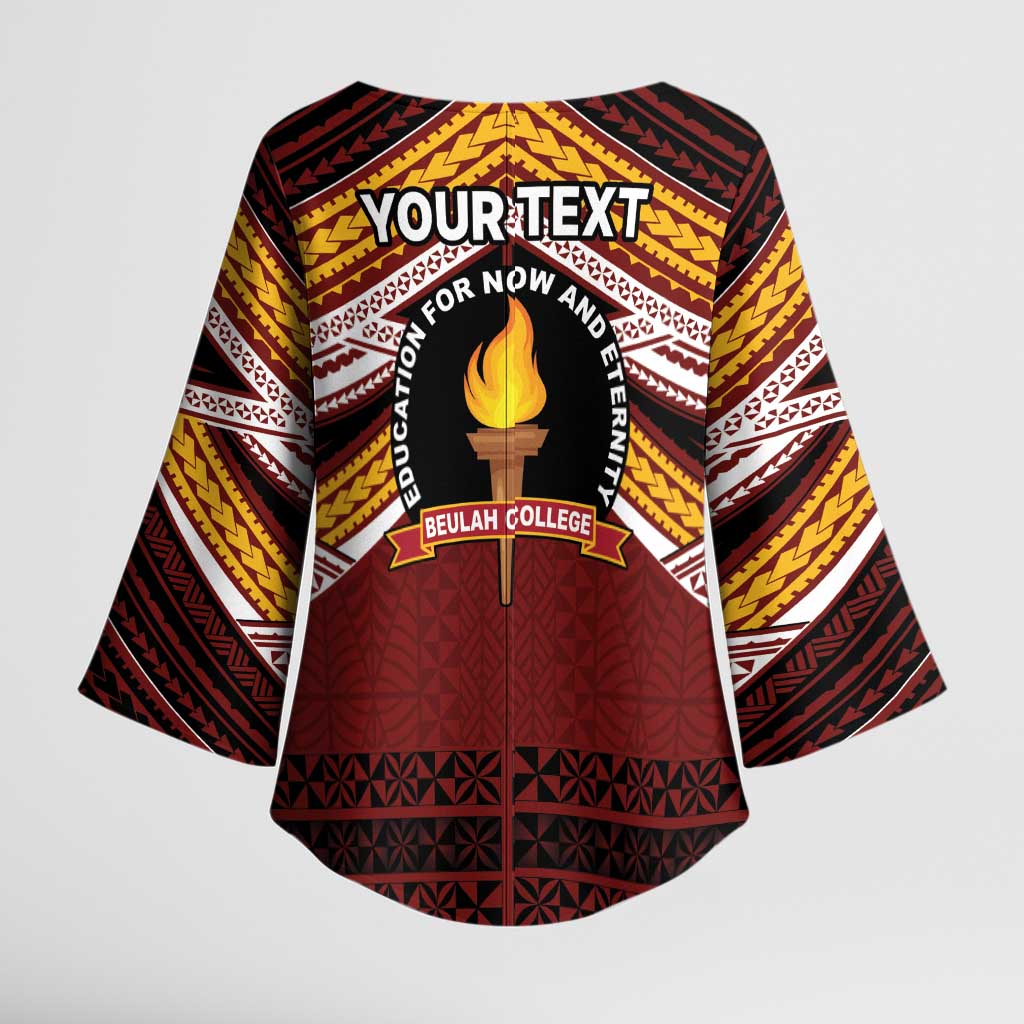 Personalised Tonga Beulah College Kimono Sleeve Blouse Polynesian Ngatu Tribal - Polynesian Pride