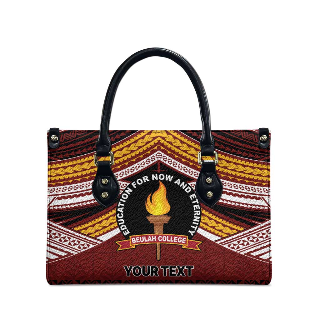 Personalised Tonga Beulah College Leather Bag Polynesian Ngatu Tribal - Polynesian Pride