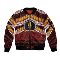 Personalised Tonga Beulah College Sleeve Zip Bomber Jacket Polynesian Ngatu Tribal