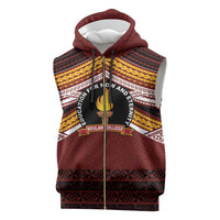 Personalised Tonga Beulah College Sleeveless Zip Hoodie Polynesian Ngatu Tribal - Polynesian Pride