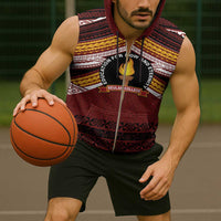 Personalised Tonga Beulah College Sleeveless Zip Hoodie Polynesian Ngatu Tribal - Polynesian Pride