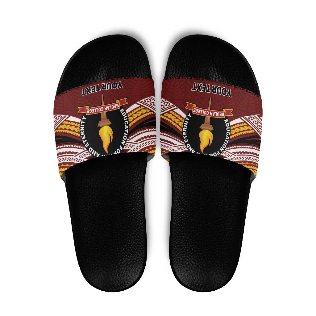 Personalised Tonga Beulah College Slide Sandals Polynesian Ngatu Tribal - Polynesian Pride