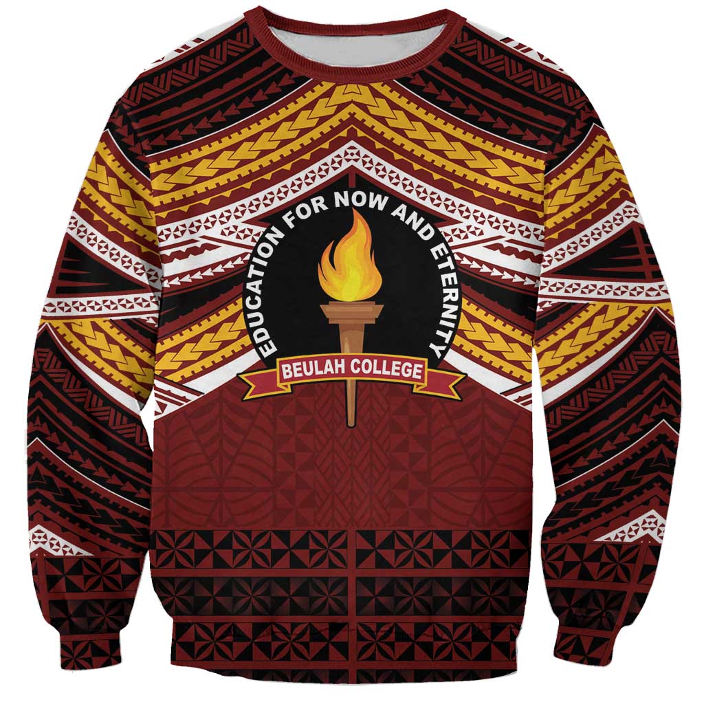 Personalised Tonga Beulah College Sweatshirt Polynesian Ngatu Tribal