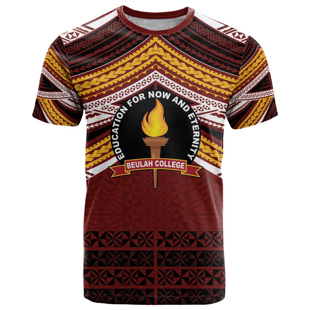 Personalised Tonga Beulah College T Shirt Polynesian Ngatu Tribal