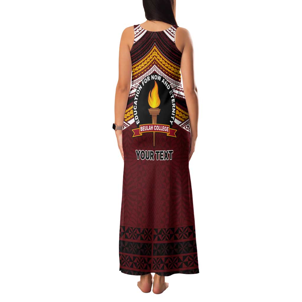 Personalised Tonga Beulah College Tank Maxi Dress Polynesian Ngatu Tribal
