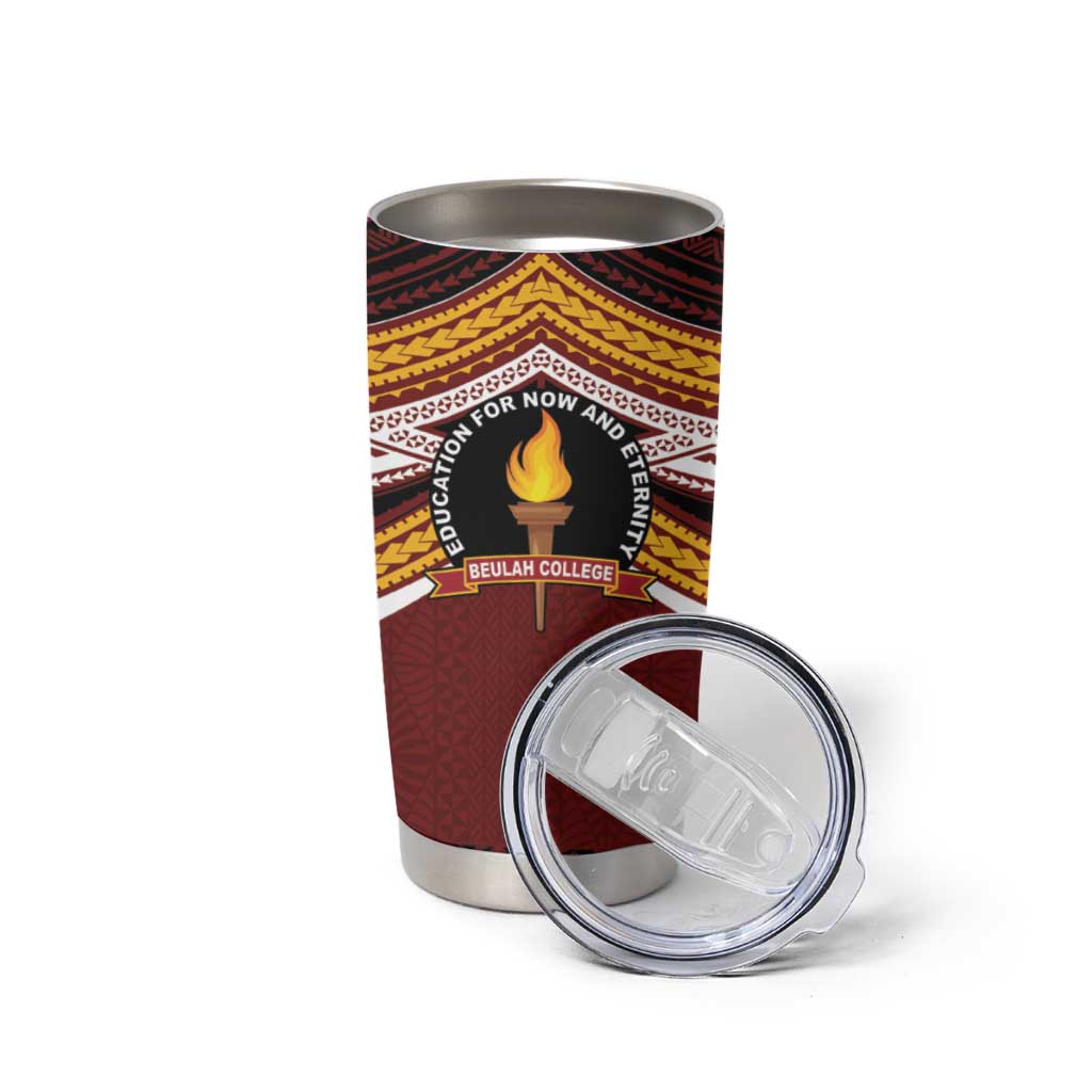 Personalised Tonga Beulah College Tumbler Cup Polynesian Ngatu Tribal