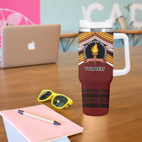 Personalised Tonga Beulah College Tumbler With Handle Polynesian Ngatu Tribal