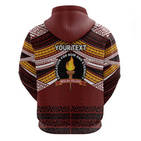 Personalised Tonga Beulah College Zip Hoodie Polynesian Ngatu Tribal