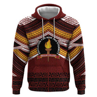 Personalised Tonga Beulah College Zip Hoodie Polynesian Ngatu Tribal