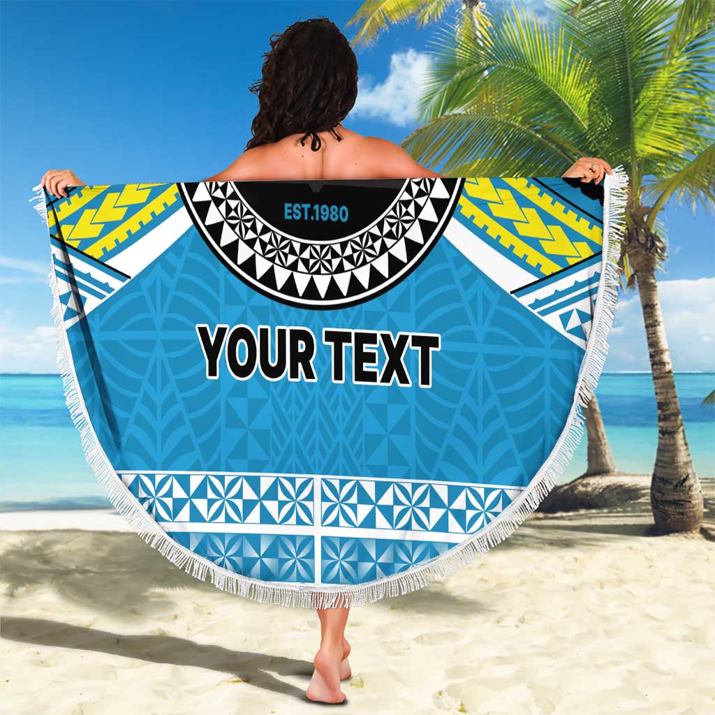 Personalised Tonga Lavengamalie College Beach Blanket Polynesian Ngatu Tribal