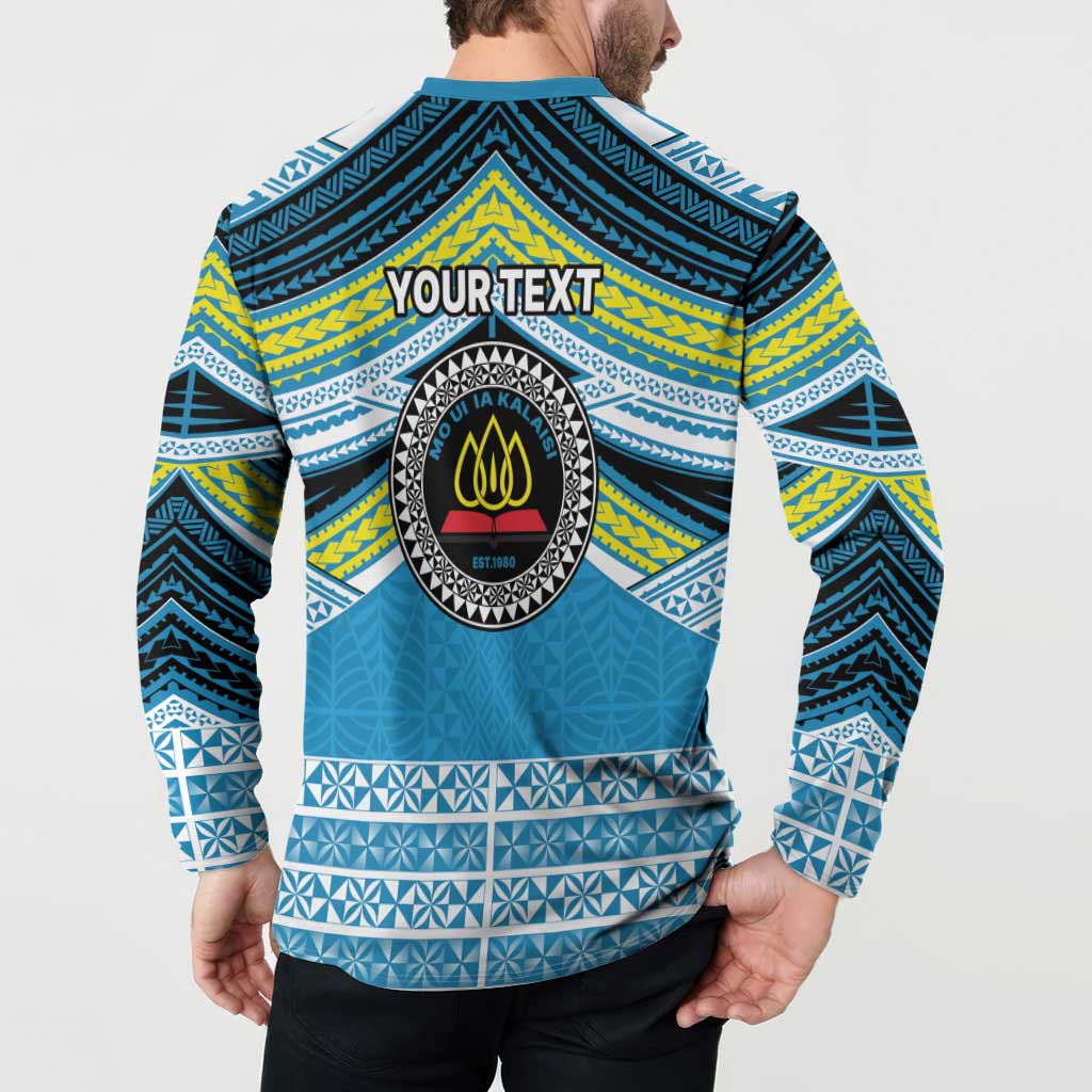 Personalised Tonga Lavengamalie College Button Sweatshirt Polynesian Ngatu Tribal