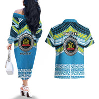 Personalised Tonga Lavengamalie College Couples Matching Off The Shoulder Long Sleeve Dress and Hawaiian Shirt Polynesian Ngatu Tribal LT9 - Polynesian Pride
