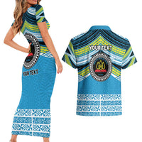 Personalised Tonga Lavengamalie College Couples Matching Short Sleeve Bodycon Dress and Hawaiian Shirt Polynesian Ngatu Tribal LT9 - Polynesian Pride