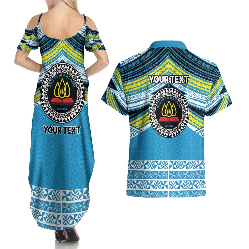 Personalised Tonga Lavengamalie College Couples Matching Summer Maxi Dress and Hawaiian Shirt Polynesian Ngatu Tribal LT9 - Polynesian Pride