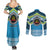 Personalised Tonga Lavengamalie College Couples Matching Summer Maxi Dress and Long Sleeve Button Shirt Polynesian Ngatu Tribal