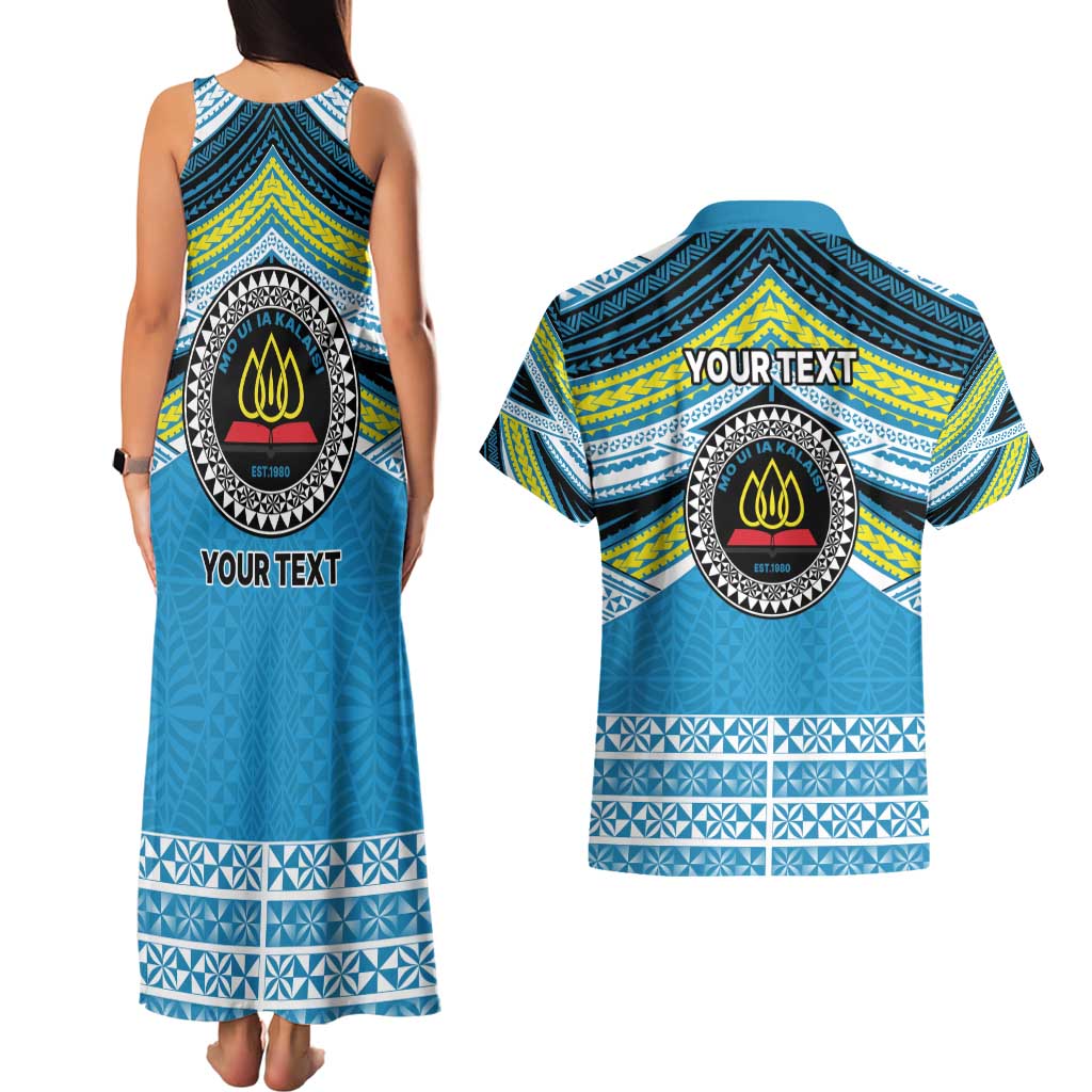 Personalised Tonga Lavengamalie College Couples Matching Tank Maxi Dress and Hawaiian Shirt Polynesian Ngatu Tribal LT9 - Polynesian Pride