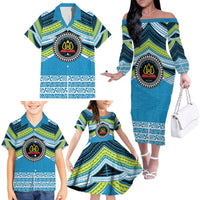 Personalised Tonga Lavengamalie College Family Matching Off The Shoulder Long Sleeve Dress and Hawaiian Shirt Polynesian Ngatu Tribal LT9 - Polynesian Pride