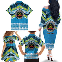Personalised Tonga Lavengamalie College Family Matching Off The Shoulder Long Sleeve Dress and Hawaiian Shirt Polynesian Ngatu Tribal LT9 - Polynesian Pride