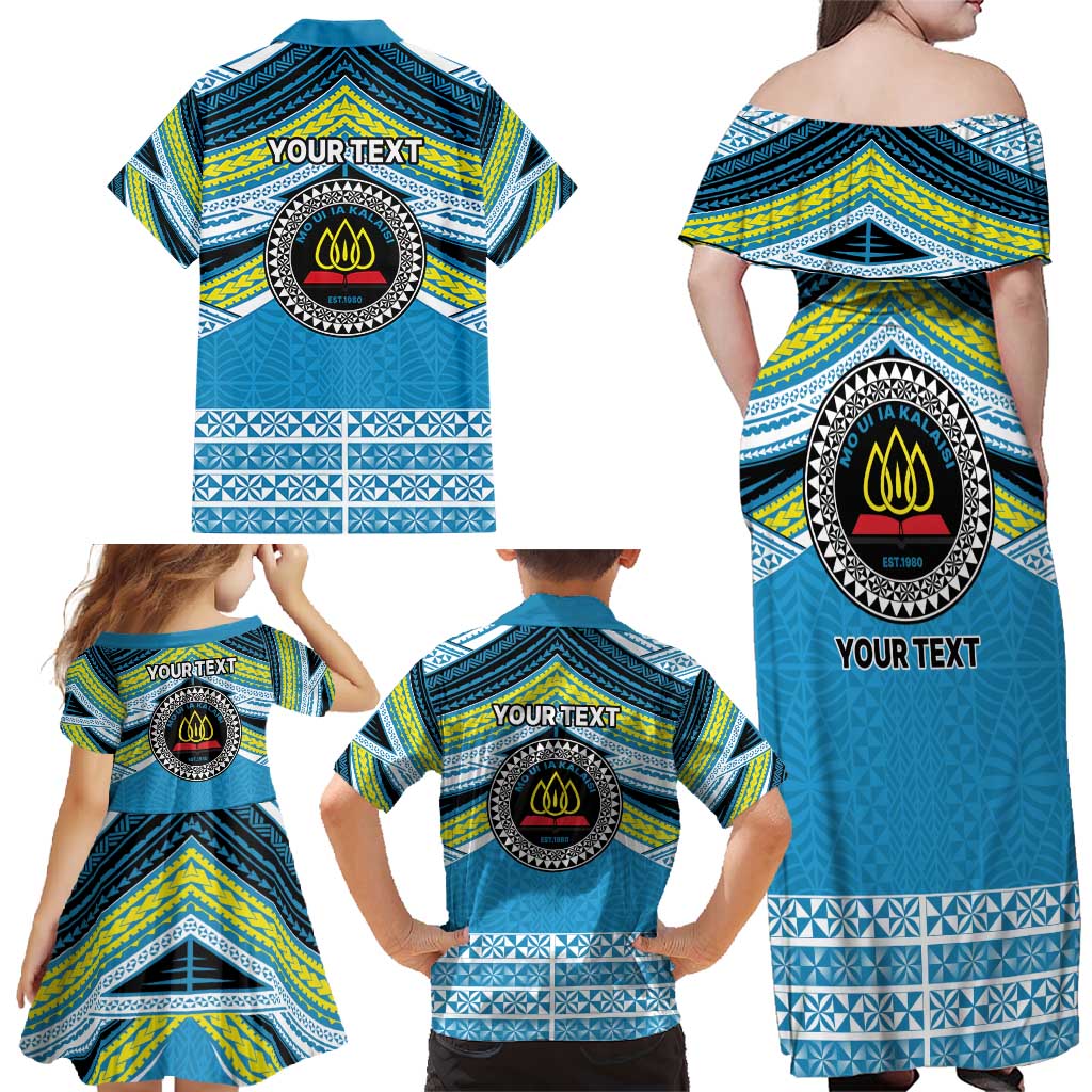 Personalised Tonga Lavengamalie College Family Matching Off Shoulder Maxi Dress and Hawaiian Shirt Polynesian Ngatu Tribal LT9 - Polynesian Pride