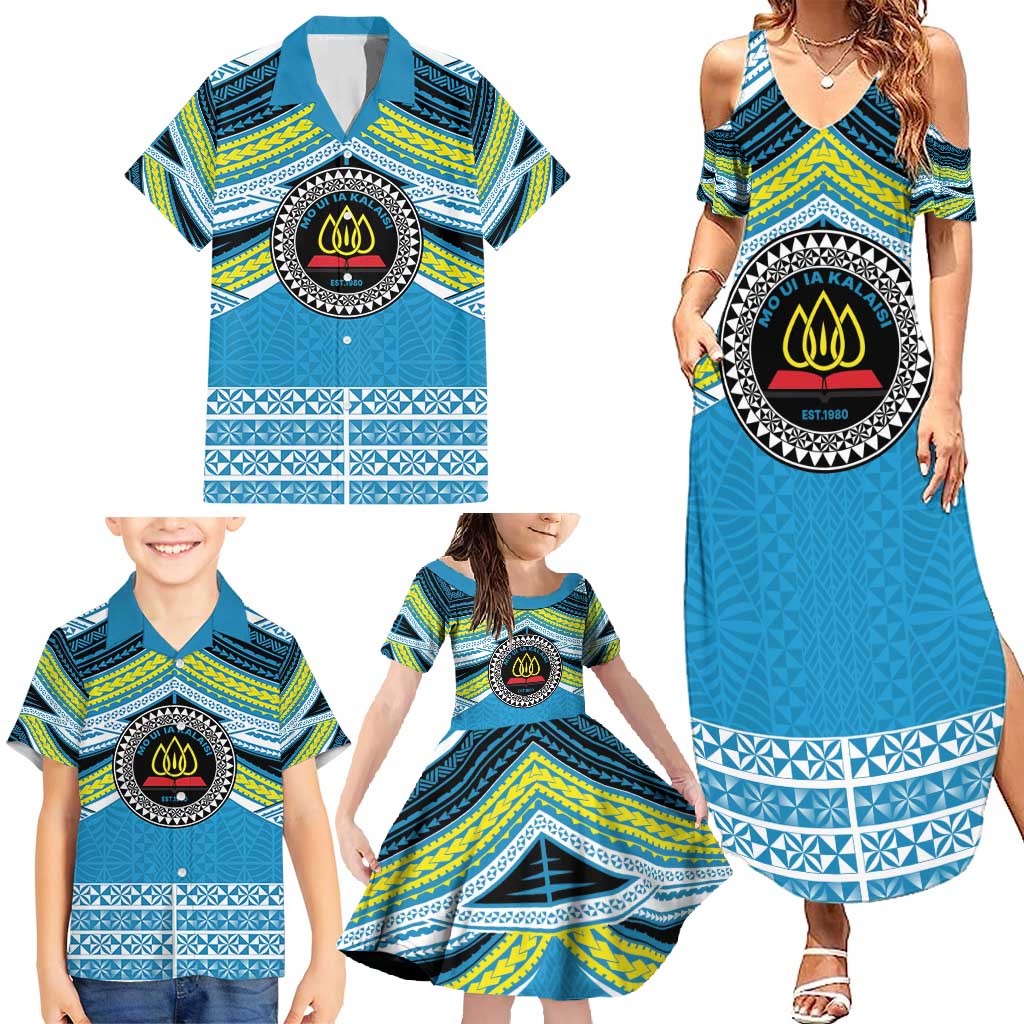 Personalised Tonga Lavengamalie College Family Matching Summer Maxi Dress and Hawaiian Shirt Polynesian Ngatu Tribal LT9 - Polynesian Pride