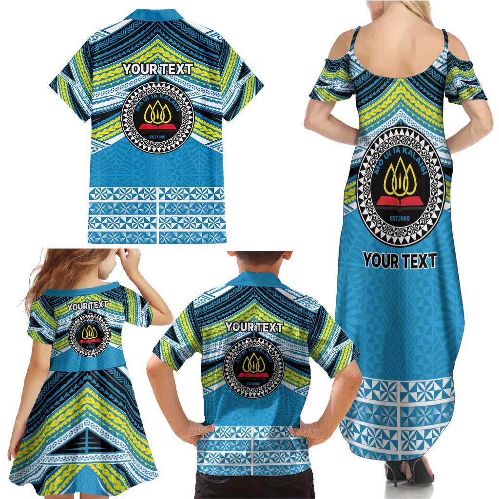 Personalised Tonga Lavengamalie College Family Matching Summer Maxi Dress and Hawaiian Shirt Polynesian Ngatu Tribal LT9 - Polynesian Pride