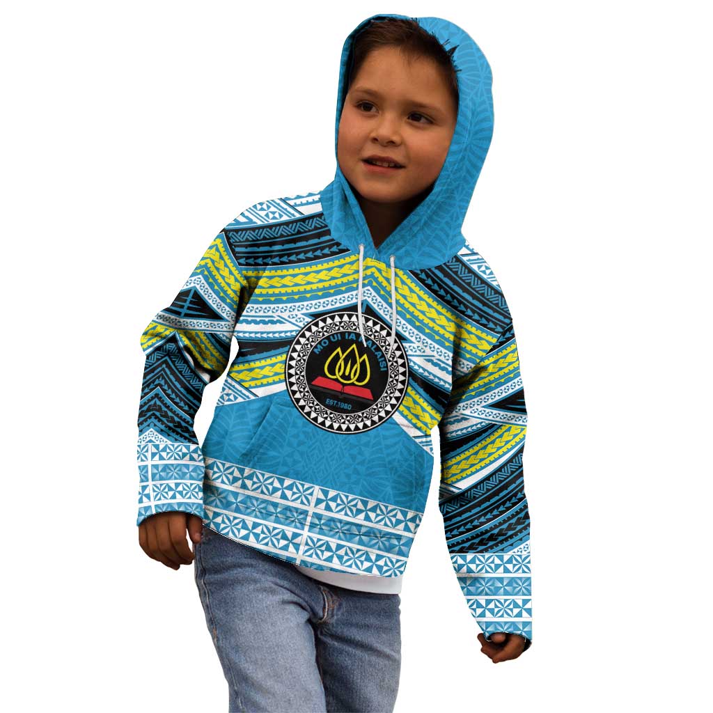 Personalised Tonga Lavengamalie College Kid Hoodie Polynesian Ngatu Tribal