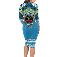 Personalised Tonga Lavengamalie College Long Sleeve Bodycon Dress Polynesian Ngatu Tribal