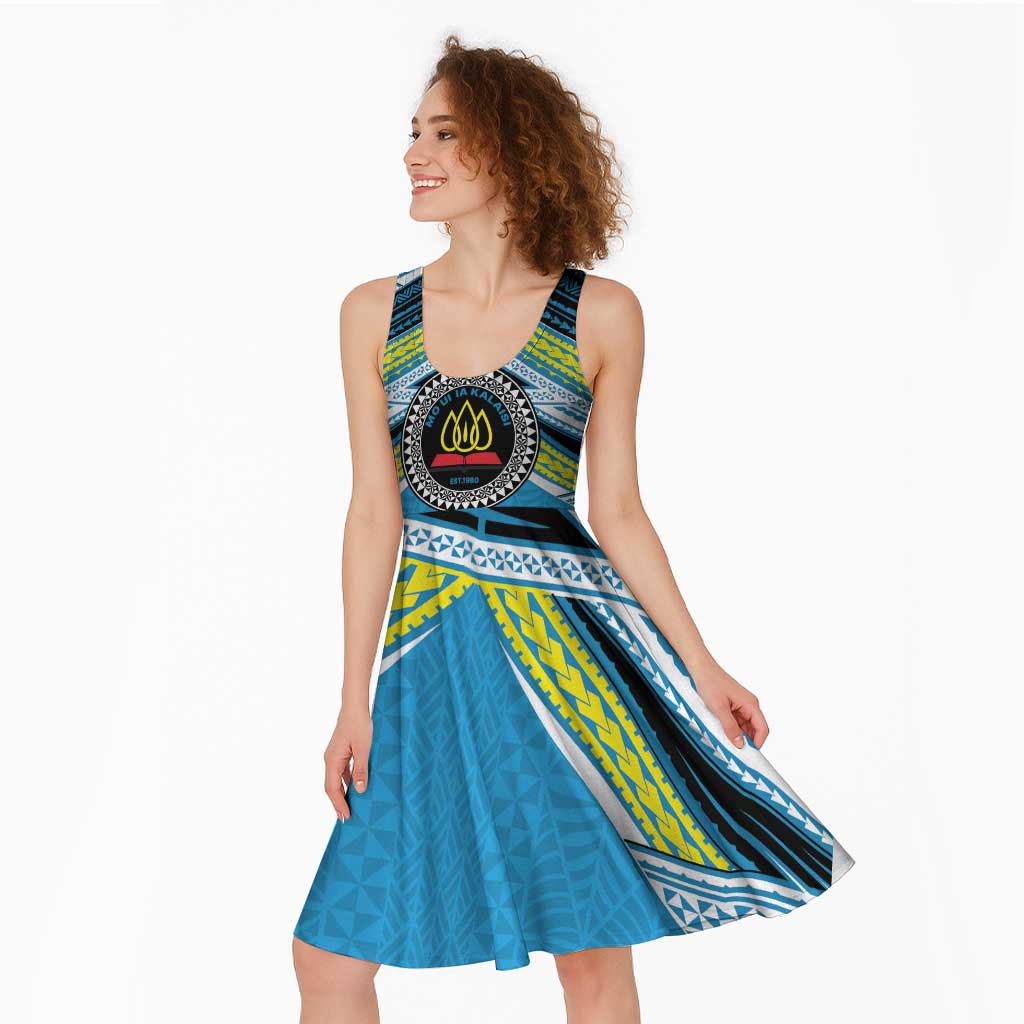 Personalised Tonga Lavengamalie College Midi Dress Polynesian Ngatu Tribal - Polynesian Pride