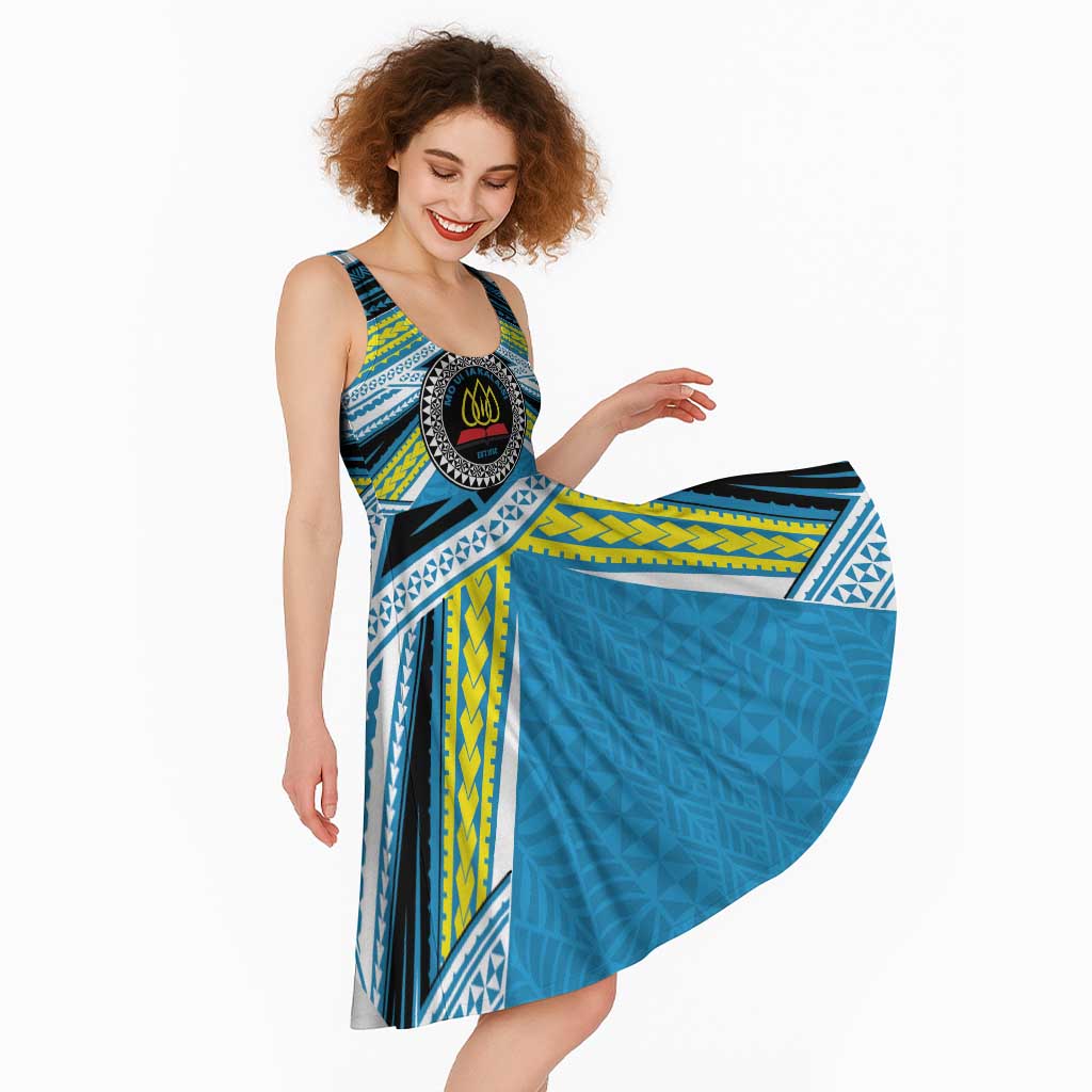 Personalised Tonga Lavengamalie College Midi Dress Polynesian Ngatu Tribal - Polynesian Pride