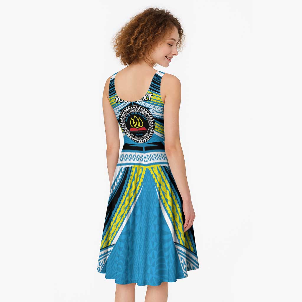 Personalised Tonga Lavengamalie College Midi Dress Polynesian Ngatu Tribal - Polynesian Pride