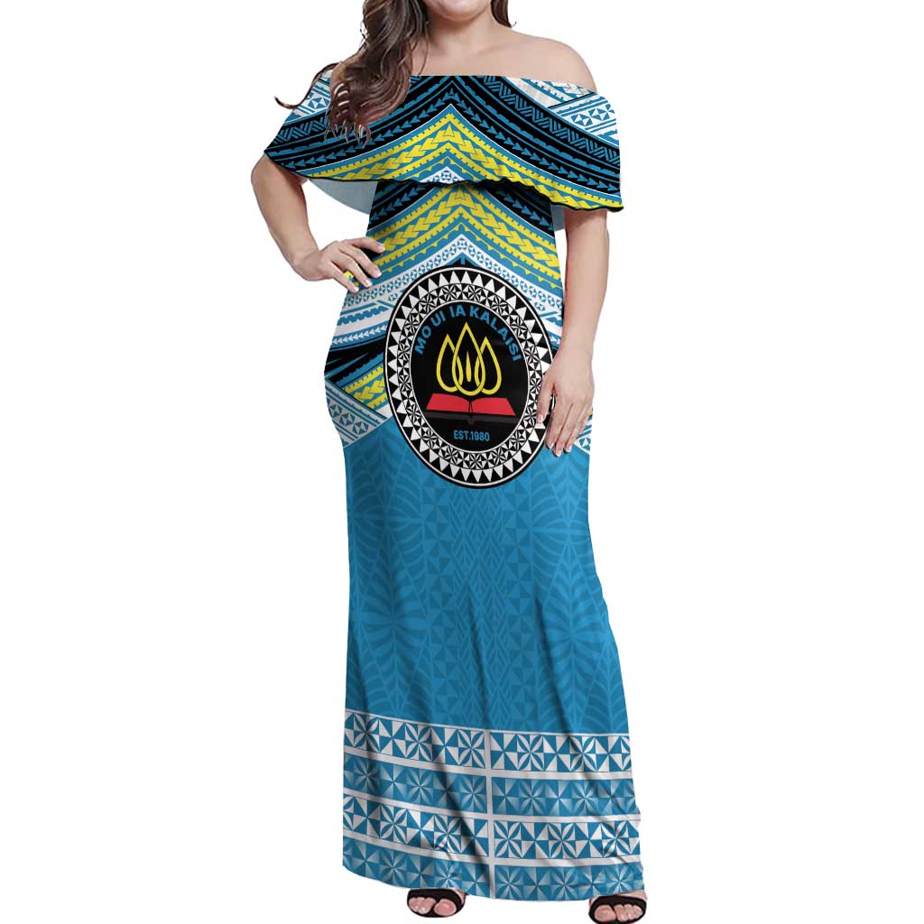Personalised Tonga Lavengamalie College Off Shoulder Maxi Dress Polynesian Ngatu Tribal