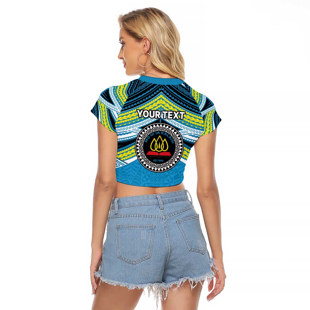 Personalised Tonga Lavengamalie College Raglan Cropped T Shirt Polynesian Ngatu Tribal