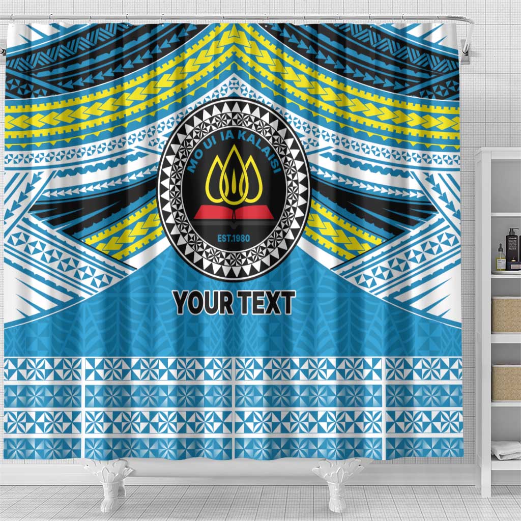 Personalised Tonga Lavengamalie College Shower Curtain Polynesian Ngatu Tribal