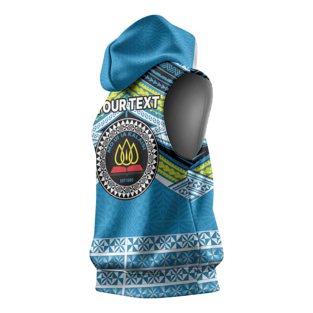 Personalised Tonga Lavengamalie College Sleeveless Hoodie Polynesian Ngatu Tribal - Polynesian Pride