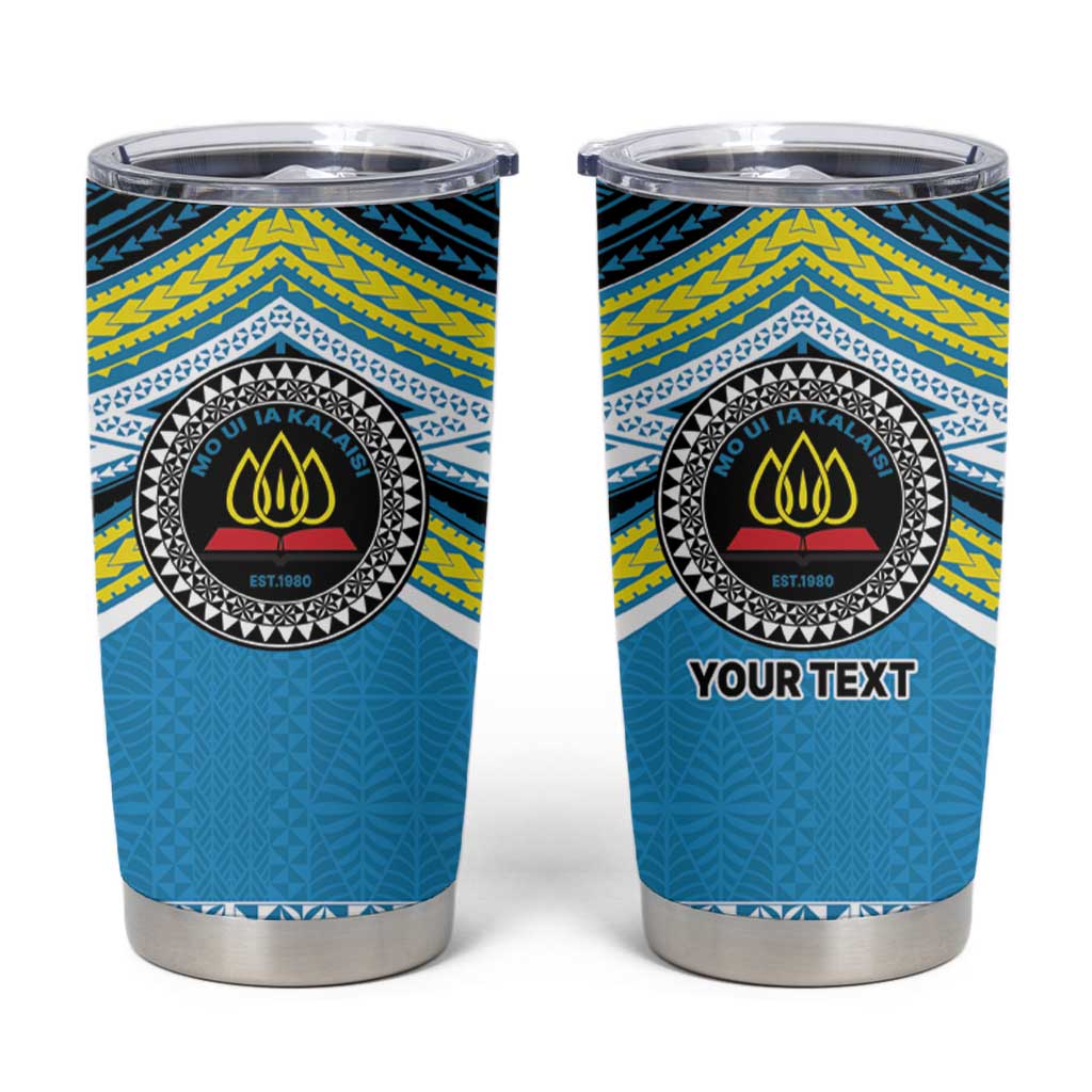 Personalised Tonga Lavengamalie College Tumbler Cup Polynesian Ngatu Tribal